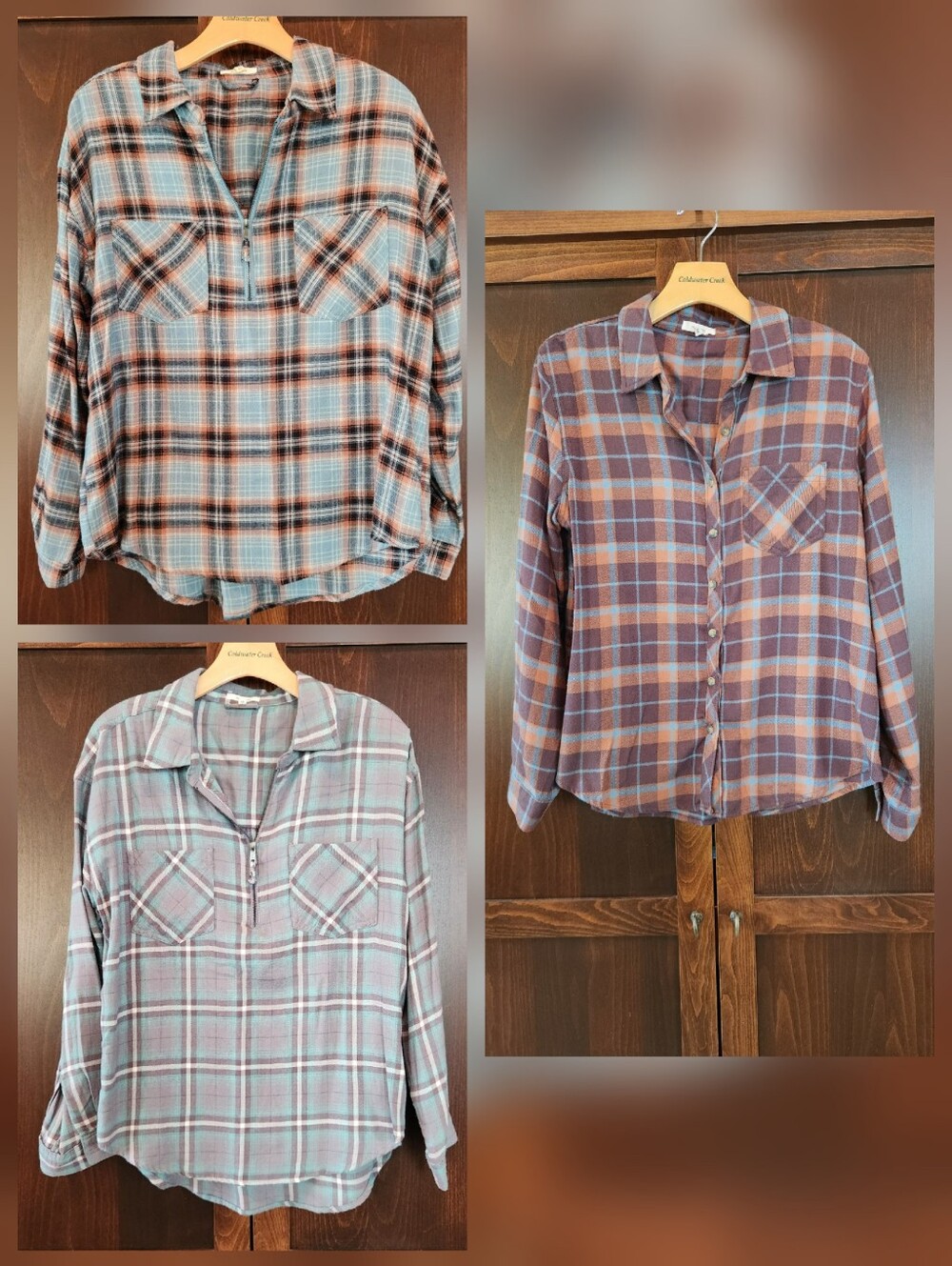 Maurices Teal and Brown Plaid Shirt Lot X3